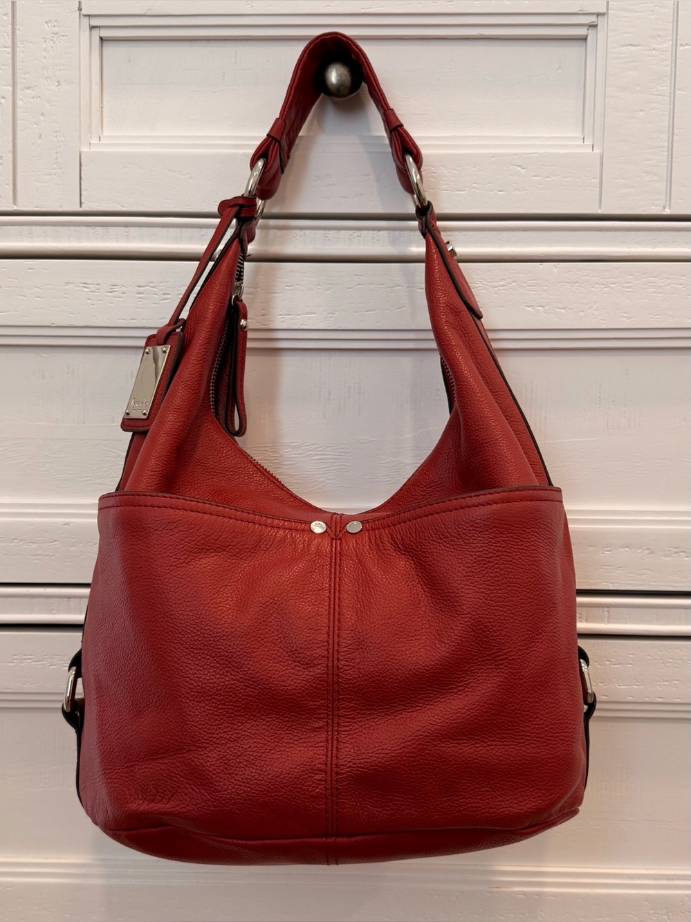 Tignanello Red Leather Hobo Style Shoulder Bag